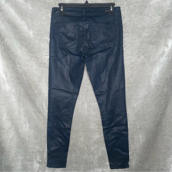Paige Verdugo Ankle Sailor Blue Coated Jeans Size 28 Mid-Rise Stretch - Picture 3 of 10